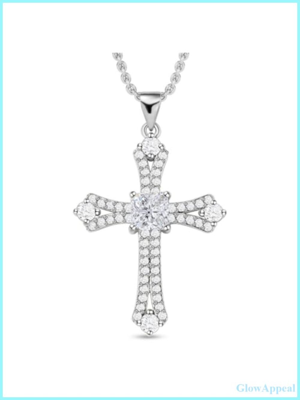 Cubic Zirconia Cross Necklace Stainless Steel Pendant